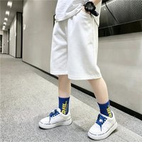 Boys Girls Solid Casual Sweat Shorts Black White Elastic Waist Knee Length With Side Pockets 4-14Y