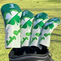 Lucky Four-Leaf Clover Style Golf Club Covers for 1pc/4pcs Driver, Fairway, Hybrids - Head Covers for Golf Clubs,