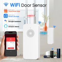2/4/6/8/12 Stück Tuya Smart Tür- und Fenstersensoren mit App-Fernalarm, magnetischem Tür- und Fenstersensor, Smart Life, kompatibel mit Alexa und Google