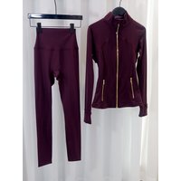Gold zipper jacket and yoga pants set, sportswear, quick-dry and breathable, slimming and lightweight, tight-fitting image 4