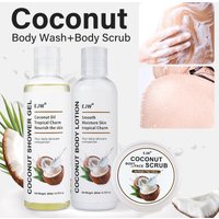 Coconut Body Wash and Body Scrub,Gentle Body Polish for Soft, Moisturizing and Exfoliating Body,Hand, Foot Scrub ,Shower gel