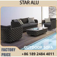 3-Seater Outdoor Rattan Sofa Set | Deep Grey Wicker Patio Furniture | Waterproof Aluminum Frame | Garden Balcony Terrace Deck