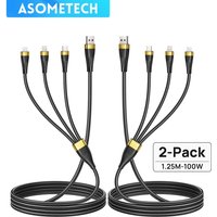 2-Pack 3 in 1 USB Charge Cable 6A 100W for Huawei/Honor Portable Micro USB TypeC Cable Charging Cable For iPhone 14 Xiaomi