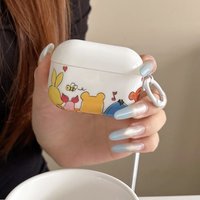 Disney Winnie the Pooh & Stitch Back View For AirPods Case with Keychain for AirPods 2 3 4 Pro Pro 2 Pro 3 Cute Shockproof Cover