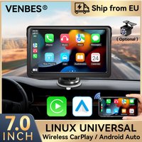 VENBES 7" Autoradio Carplay & Android Auto Tragbare Mirrorlink Touchscreen Rückfahrkamera AUX USB Typ-c