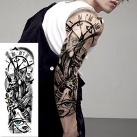 Large Full Arm Sleeve Waterproof Temporary Tattoo Sticker Mechanical Egyptian Dog Eye Clock Fake Tatoo Body Art Tatto Men Women