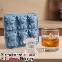 Silicone Highland Cattle Casting Moulds Easy To Demold Highland Cow Plaster Mould for Chocolate Candy Jelly Homemade Treats