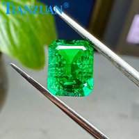 Lab Grown Tsavorite color Yttrium Aluminum Garnet Loose Stone Emerald Cut for Jewelry Making with AGL certificate