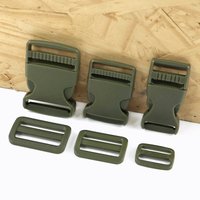 5/10Sets 25/32/38mm ArmyGreen Ring Buckle + Plastic Release Buckles Webbing BackPack Clasp Luggage Closure Snap Hook Fastener