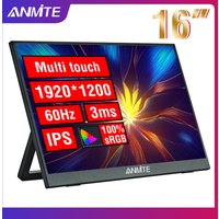 Anmite 16-Zoll Tragbarer Touchscreen-Monitor, auch als Non-Touch-Version Erhältlich, 1200P HDR 16:10 für XBox, PS4/5, Switch, Handy, PC, Laptop-Erweiterung