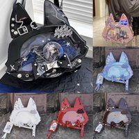 Anime Portable Itabag Y2k JK Kawaii Lolita Cosplay Cute Cat Dominates The World Cat Girl Slant Shoulder Laser Paint Skin Itabag
