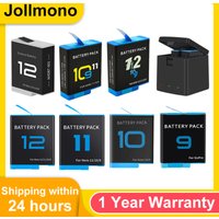 Jollmono Battery For GoPro Hero 12 11 10 9 2000 mAh Battery 3 Ways Fast Charger Box TF Card Storage For GoPro Hero Accessories