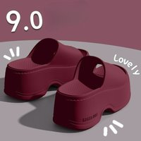 Women's Thick-Soled Heightening 7cm Slippers Women's New Summer Outer Wear Beautiful Heightening Non-Slip Seaside Beach Sandals