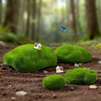 Realistic Moss Stones & Turf - Simulated Rock Ornaments for Terrarium, Fairy Garden & DIY Miniature Landscaping