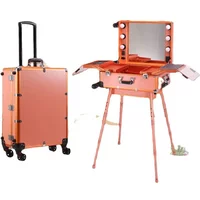Large capacity Trolley cosmetic case Professional Rolling luggage Makeup Toolbox LED Light Mirror Nail Beauty Tattoo Suitcase