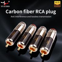 4PCS HiFi Carbon Fiber RCA Connectors Gold Plated Plug RCA Plug Connector Audio Connector Power Speaker Plugs Connector
