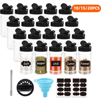 4/10/15/20pcs Spice Jars with Labels Plastic Transparent Spice Bottle Containers for Spice Pepper Salt Cocina Kitchen Spice Jar
