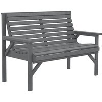 2 Seater Wooden Slat Patio Bench with Armrest and Backrest, Suitable for Outdoor or Indoor, Grey