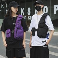 Tactical Backpack Outdoor Workwear Multi-Pocket Street Style Running Chest Bag Polyester Material Zipper Closure Soft Fabric