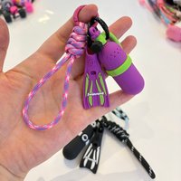 Mini Scuba Flipper Key Chain Dive Fins Keychain Diving Oxygen Cylinder Key Ring Holder Pendant Ornaments Keepsake Gift Zipper
