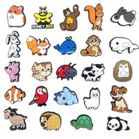 Cute Animals Alpaca Panda Monkey Shoe Charms for Clogs Bubble Slides Shoe Accessories DIY Shoe Decoration Buckle Charms