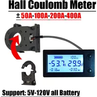Bluetooth APP Hall Coulomb Meter DC Digital Voltmeter Ammeter Power Monitor 12V 24V 36V 48V 60V Battery Li-ion LiFePO4 Lead Acid