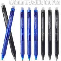 Transparent Pole Erasable Gel Pen Comes with Eraser 0.5mm Blue Black Magic Ink Smooth Writing Washable School Office Stationery