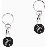 2Pcs Stainless Steel Shopping Cart Token Keychain Anti-lost Trolley Coin Pendant Key Ring Portable Reusable No Coins Needed Perf