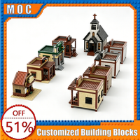 3435 PCS Small Western Town Bundle Wild West Building Blocks Model Assembly Educational Toy Creative Collection Birthday Gifts