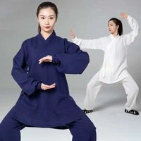 Women Chinese Traditional Cotton Linen Clothing Wudang Tai Chi Practice Martial Art Uniform Taoist Kung Fu Top Pants 2pcs Set