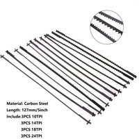 12pcs 127mm Scroll Saw Blades 10/14/18/24 Teeth Carbon Steel Fretsaw Blades with Pin Standard Fine Cut Saw Blades