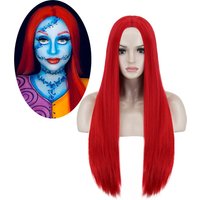 Perruque Sally rouge Costume Sally le cauchemar avant noël perruque synthétique rouge longue droite perruques de cheveux pour fête costumée Sally