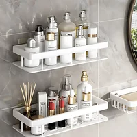 Bathroom Shelf Makeup Storage Organizer Aluminum Alloy Shampoo Rack Shower Shelf Bathroom Accessories No Drill Wall Shelf