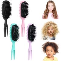 Anti Static Comb Curl Define Styling Brush 3 Prong Wide Teeth Air Cushion Massage Brush for Home Salon Curly Hair Wet Dry Use