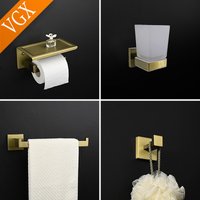 VGX Bathroom Hardware Set Towel Bar Single Robe Tower Hook Toilet Paper Holder Toothbrush Holder Stainless Steel Accessories Set