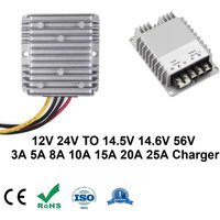 Ładowarka DC DC 12V/24V na 14.5V/14.6V 56V 3A 5A 10A 15A 20A Konwerter Regulator Napięcia do Akumulatorów Litowych, Kwasowo-ołowiowych i LiFePO4