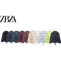 Short Waist Belted Double Breasted Flip Collar Windbreaker Jacket ZR Wind Women's Fashion Spring Long Sleeve Polyester Fiber