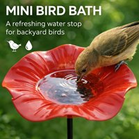 Metal Flower Garden Stake Pollinator Friendly Water Feeder Outdoor Bird Bath with Stake Bee Watering Station for Garden Bird
