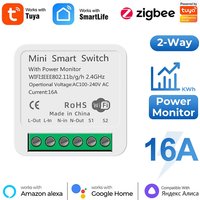 Tuya Zigbee 3.0 Mini Smart 16A Switch Smart Life Automation DIY Module Breaker Support 2Way Control Works with Alexa Google Home