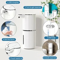 350ml Automatic Soap Dispenser, Touchless Foaming Design, USB Rechargeable 4 Level Adjustable Dispenser