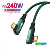 USB C Fast Charging Cable 90 Degree Type-C Data Cord PD 240W 48V 5A High-Speed EMAKER Chip for Laptop Tablet Mobile Phone