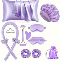 4/12Pcs Styling Kit Heatless Silk Curler with Sleeping Mask Shower Cap for Women and Girls Beauty Kit Travel Hair Styling Tools