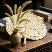 Hand Woven Fan Handmade Weaving Cooling Wall Decor Palm Leaves Manual Handheld Fan Bulk for Home Wall Wedding Party Favors