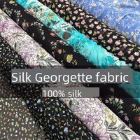 Summer Silk Chiffon Fabric Premium Floral Printed 100% Mulberry Georgette for Dresses & Scarves (12 Momme, 138cm Wide