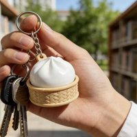 Mini Steamed Bun Stress Relief Soft And Slow Rebound Kneading Decompression Bun Clicker Keychain