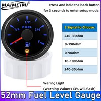 52mm Fuel Level Gauge With Alarm 7 Colors Backlight Pointer Oil Tank Meter 0-190Ohm For Auto Marine Boat Car 12V 24V Fuel Tank