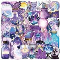 AliExpress NONE 50pcs Magic Witch Style Stickers INS Cartoon DIY Decoration Transparent Sticker Kids Toys Laptop Guitar Bike Glitter Decals