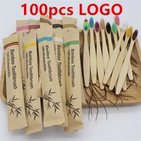 50/100Pcs Customisable Logo Soft Bristle Bamboo Toothbrush Eco Friendly Wood Tooth Brushes Traveling Teeth Care Tools for Adults