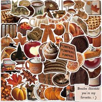 53Pcs Vintage Brown Aesthetic Stickers Pinterest DIY Stickers Motorcycle Suitcase Decor Phone Laptop Decals