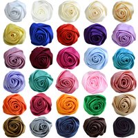 5Pcs/Bag 5.5 Colored Cloth Ribbon Rose Flower Silk Fabric Flower Handmade DIY Wedding Bouquet Flower Hat Hair Cloth Accessories